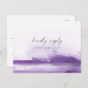 Modern Watercolor   RSVP de Escolha do Menu Roxo