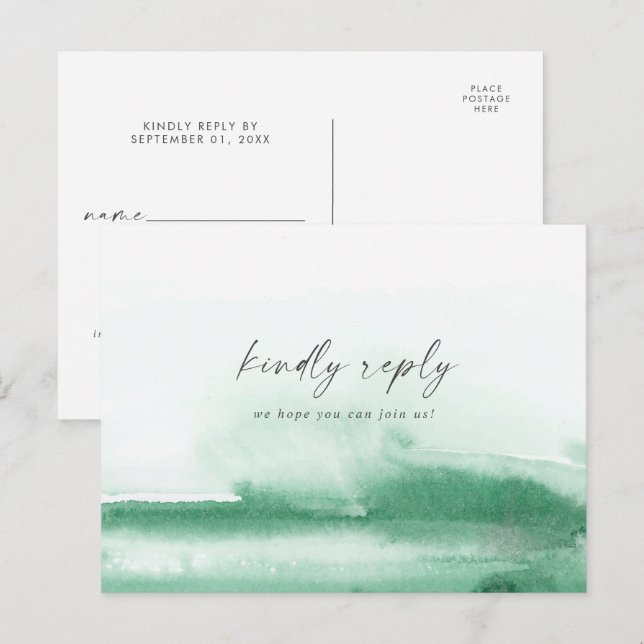 Modern Watercolor | RSVP de Escolha do Menu Verde (Frente/Verso)