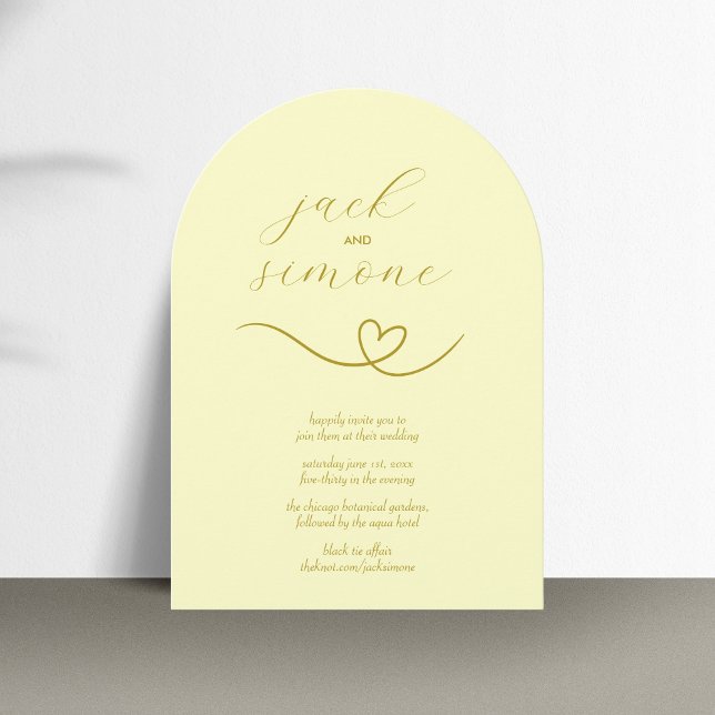 Modern Wedding | Arch convites | Amarelo-Manteiga (Criador carregado)