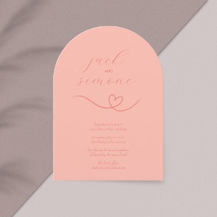 Modern Wedding Arch convites Coral claro