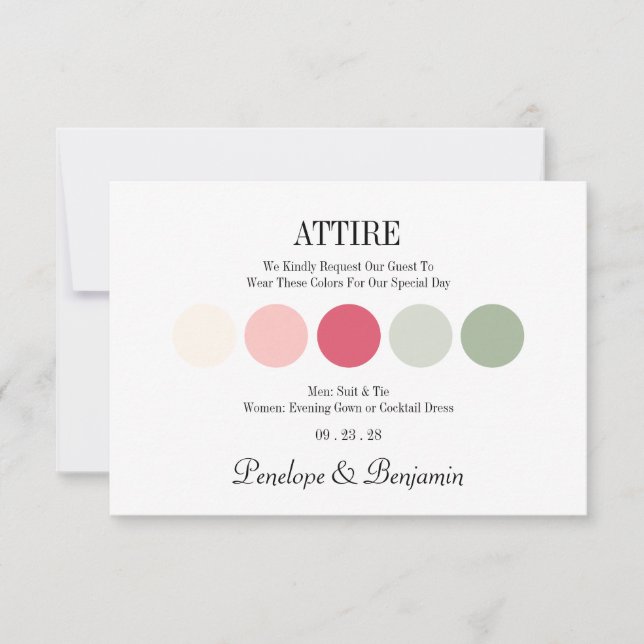 Modern Wedding Attire Dress Code Enclosure Card (Frente)