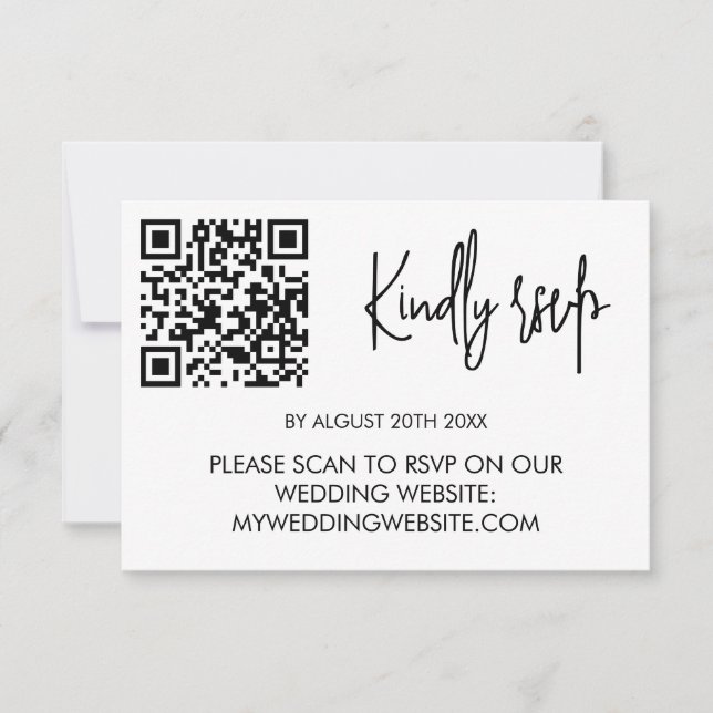Modern Wedding RSVP Card with QR Code (Frente)