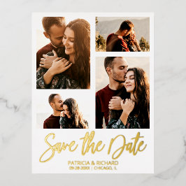 Modern Wedding Save The Date 4 Photo Collage