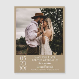Modern Wedding Save the Date Photo Tan Magnet