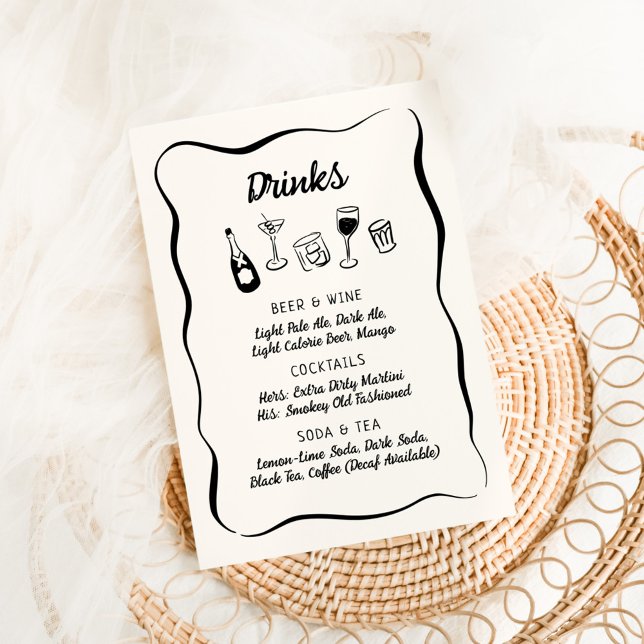 Modern & Whimsical Hand Drawn Drinks Menu (Criador carregado)