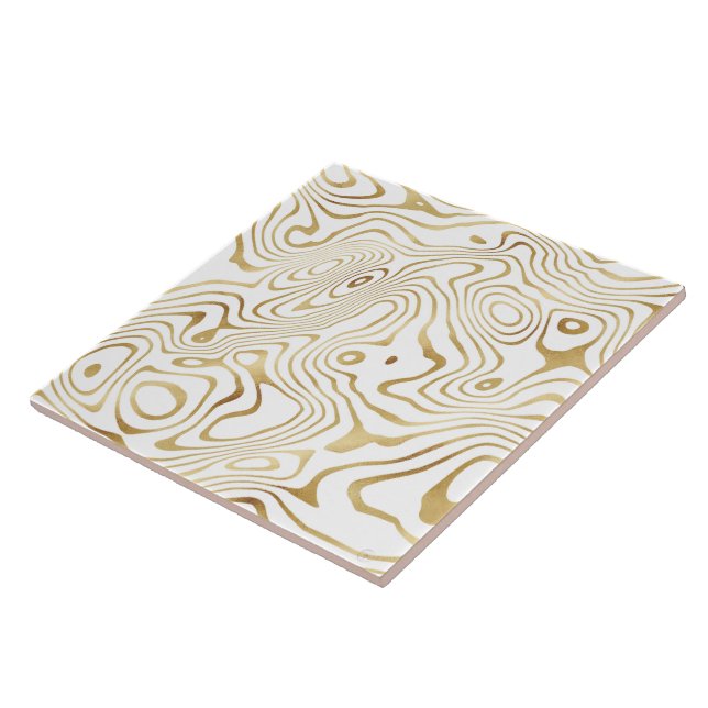 Modern White Gold Marble Abstract (Lateral)