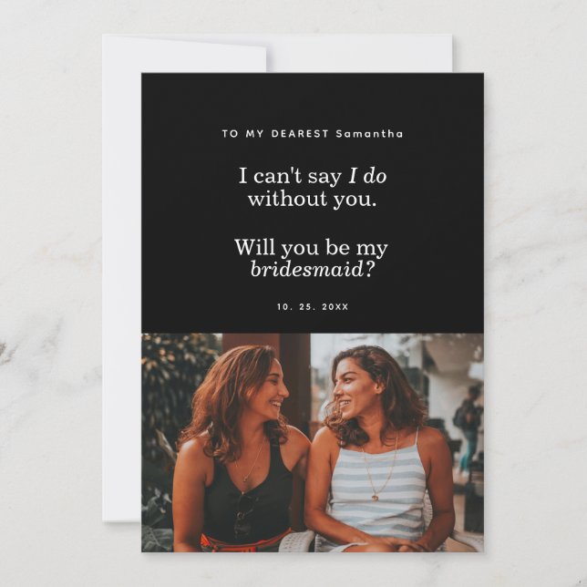 Modern Will You Be My Bridesmaid Photo Card (Frente)