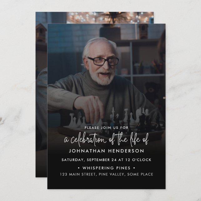 Moderna Celebração de 2 Fotos do Convite à Vida (Frente/Verso)