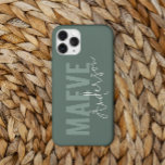 Moderna e mínima tipografia sage verde elegante<br><div class="desc">A moderna e mínima tipografia sage verde e branco elegante design de capa de telefone personalizada simples e única.</div>
