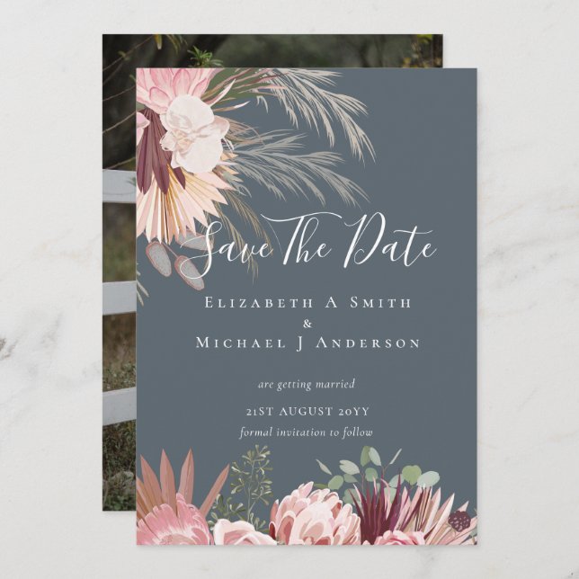 MODERNA FOTO SAVE DATAS - Pampas Grass Burgundy (Frente/Verso)