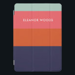 Moderna Tendy Blue Geométrico Estimulado Personali<br><div class="desc">Este gabinete na moda iPad apresenta um design striped geométrico de blocos coloridos moderno em uma paleta de cores ousadas,  vermelho,  rosa escuro e azul marinho,  personalizada com seu nome. ideia de presente de excelente!</div>