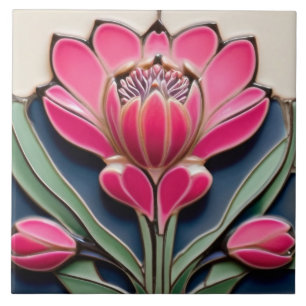Modernista Art Nouveau Protea Flor Quente Rosa