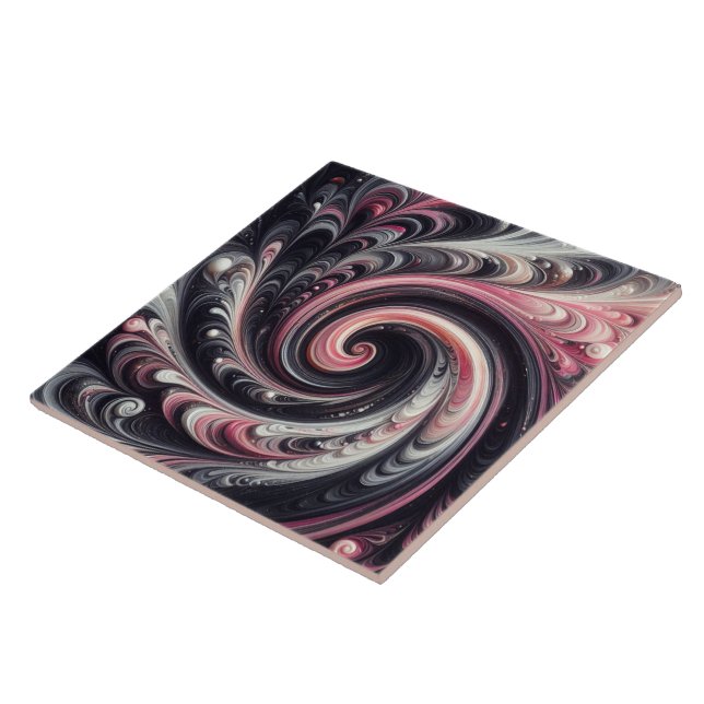 Moderno Abstrato Girando Rosa, Preto e Branco (Lateral)