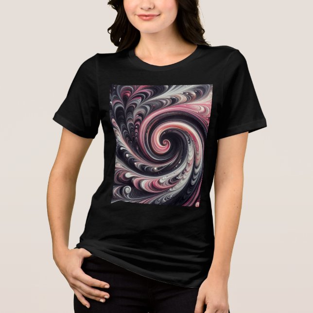 Moderno Abstrato Girando Rosa, Preto e Branco (Frente)