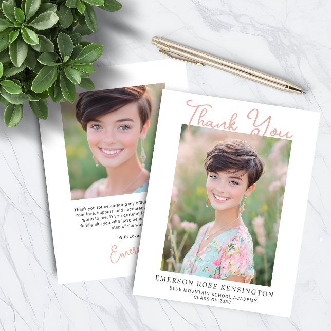 Moderno Agradecimento Manuscrito de Formatura (Trendy Handwritten Graduation Thank You Cards)