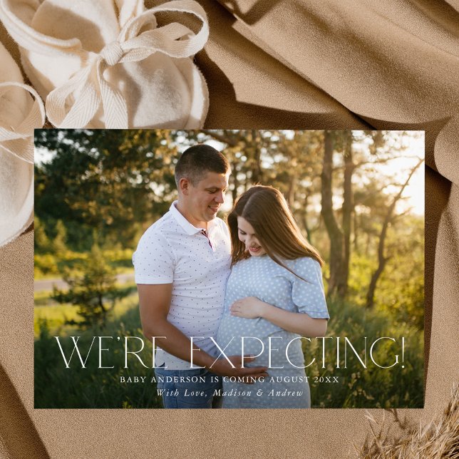 Moderno Anúncio de Foto de Gravidez Esperamos (Criador carregado)