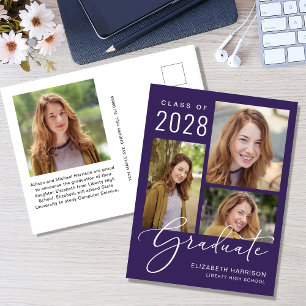 Moderno Anúncio de Graduação Roxa com 4 Fotos