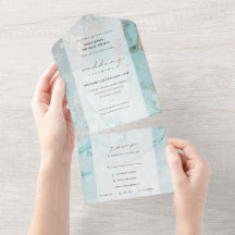 MODERNO AQUA TEAL AZUL DOURADO CASAMENTO DE ABSTRA