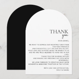 Moderno, arco, branco e preto, cartões de agradeci
