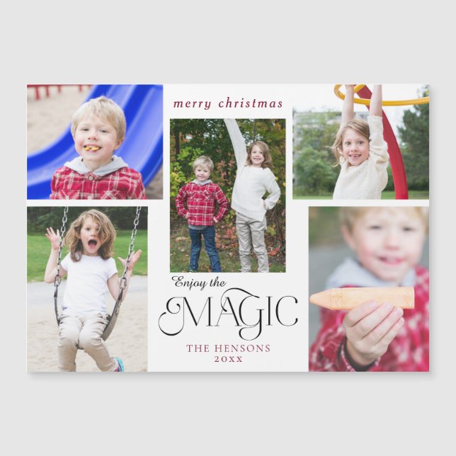 Moderno Calligraphy Multi-Photo Desfrute a Magia (Frente)