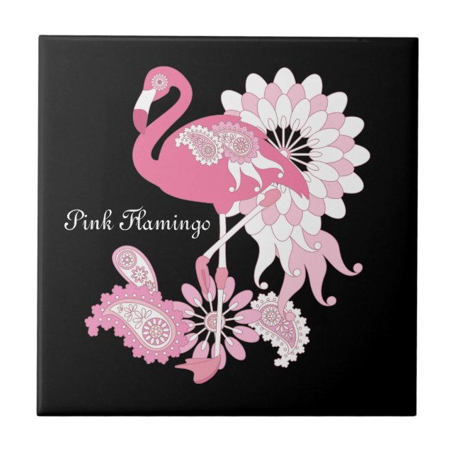 Moderno Caprichoso Flamingo Rosa Preto (Frente)
