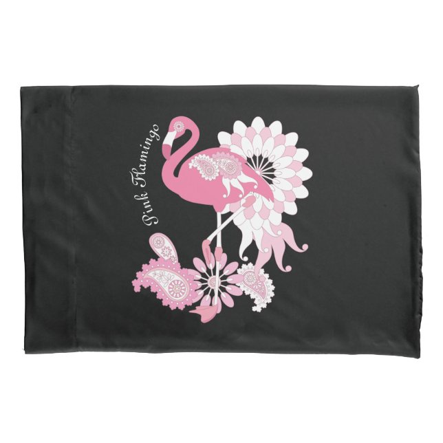 Moderno Caprichoso Flamingo Rosa Preto (Frente)