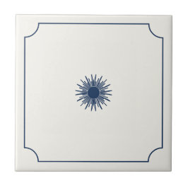 Moderno caprichoso simples branco e azul com sol