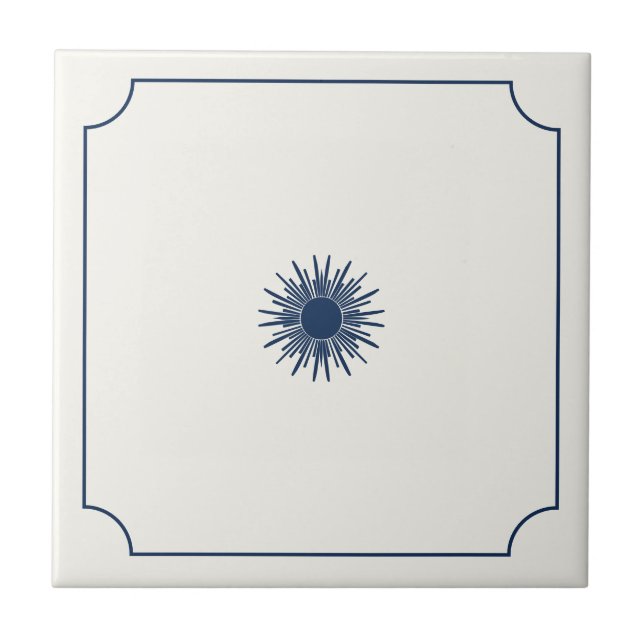 Moderno caprichoso simples branco e azul com sol (Frente)