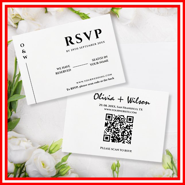 Moderno Cartão de RSVP de Casamento com Código QR  (Criador carregado)