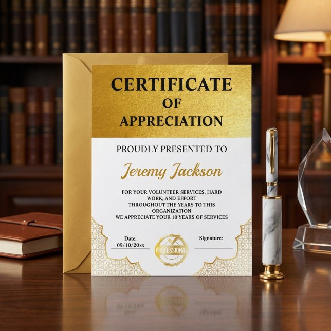 Moderno Certificado de Conquista Dourado: Uma Clas (Modern Certificate of Achievement Gold: A Classy)