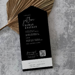 Moderno Chic Dark Black Apenas Adora Casamento com