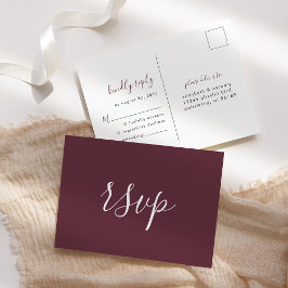 Moderno Convite de Resposta de Casamento Burgundy