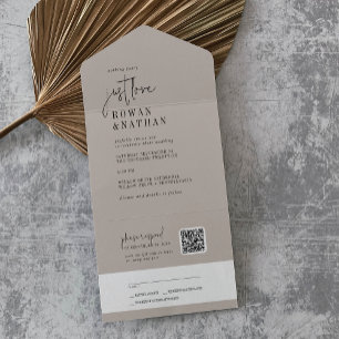 Moderno COR EDITABLE Apenas Ame Casamento com Códi