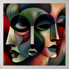 Moderno, Cubismo, Abstrato, Arte, Poster