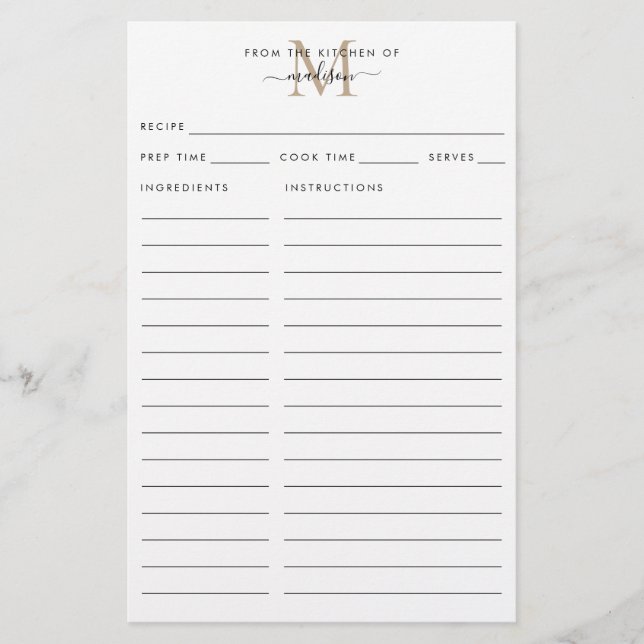 Moderno Da Cozinha do Monograma Dourado (Frente)