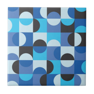 Moderno de Meados do Século Meios círculos Azul Tu