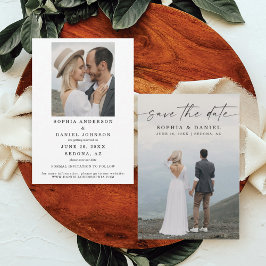 Moderno de Script Elegante Salvar o Cartão com fot