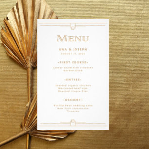 Moderno Deco   Cardápio de Casamento Elegante em D