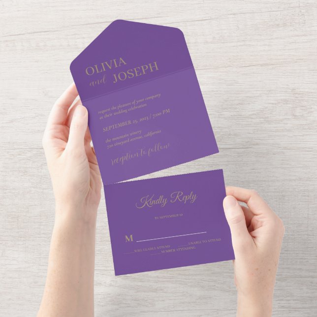 Moderno e minimalista simples | Casamento Roxo (Aba destacável)