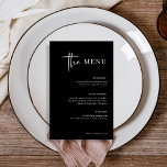 Moderno e minimalista simples | Menu Black Wedding<br><div class="desc">Este elegante menu de janto de casamento preto é simples e minimalista,  mas muito na moda devido ao guião branco moderno manuscrito e ao layout limpo.</div>