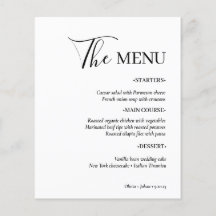 Moderno e minimalista simples | Menu Casamento Bra