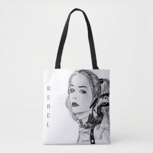 Moderno Edgy Punk Girl & Raven Rebel Tote Bag
