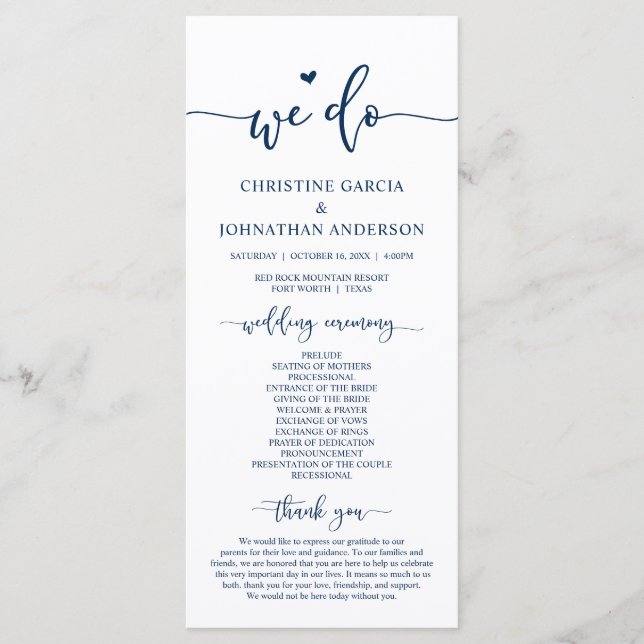 Moderno Elegante, Fazemos, Programa de Cerimônia d (Frente)