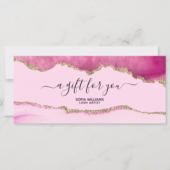 Moderno Elegante Glitter Rosa Agata (Frente)