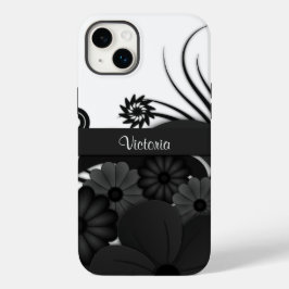 Moderno Elegante Gótico Negro Hibiscus Floral