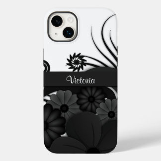Moderno Elegante Gótico Negro Hibiscus Floral