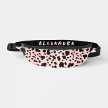 Moderno Elegante Preto Rosa Vaca Padrão Animal Nom