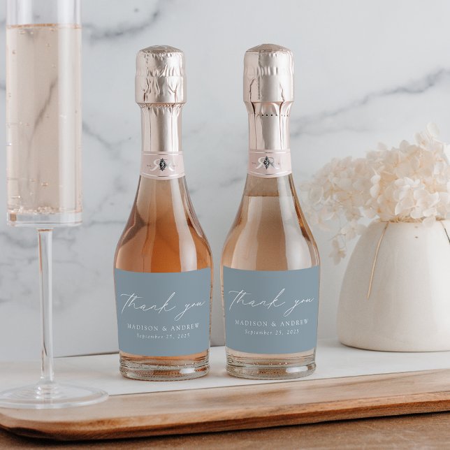 Moderno Elegante Roteiro Dusty Blue Obrigado (Criador carregado)