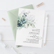 Moderno Elegante Suculenta Silver Greenery Casamen
