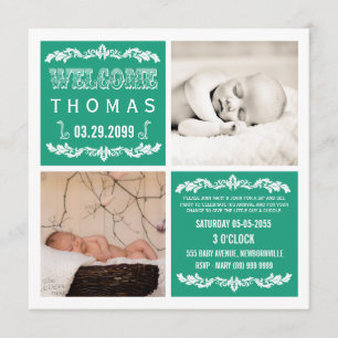 Moderno Emerald Baby Sip & See Party Cartões com 